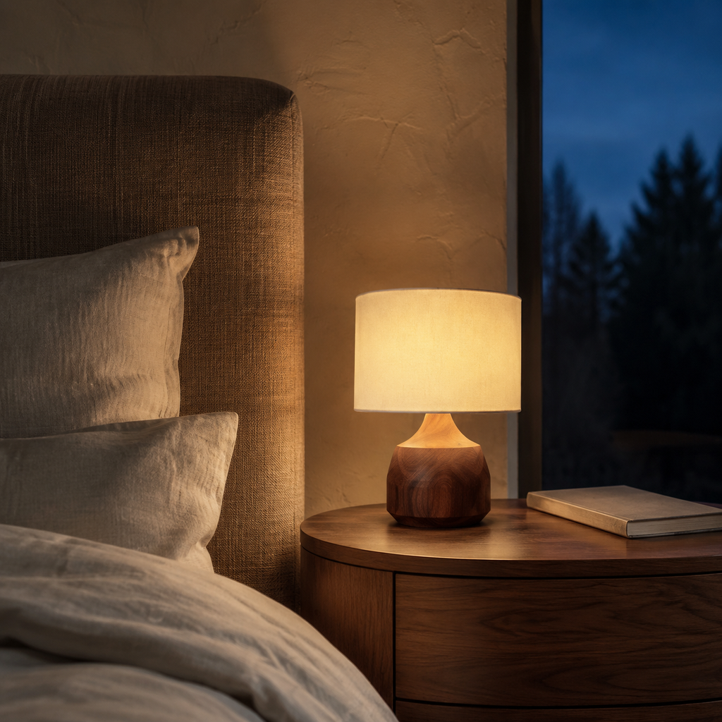 Morrow - Small Wood Bedside Lamp
