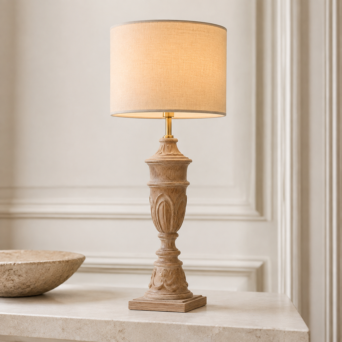 Aurelia - Traditional Carved Wood Table Lamp