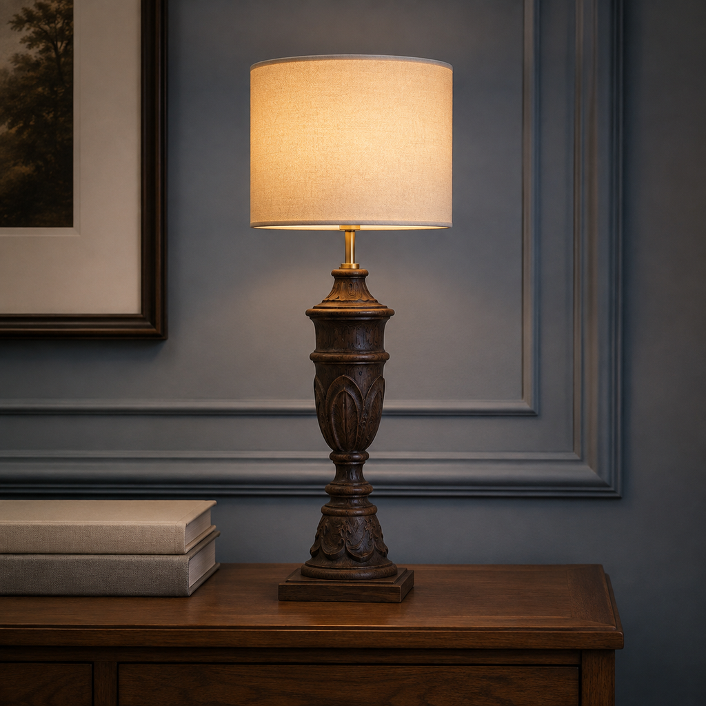 Aurelia - Traditional Carved Wood Table Lamp