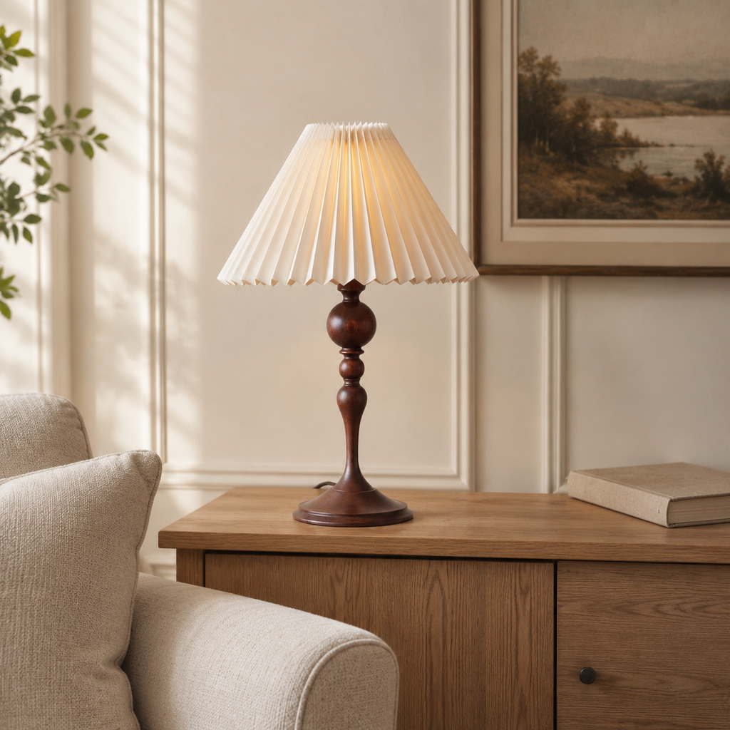 Faro - Spindle Wood Table Lamp