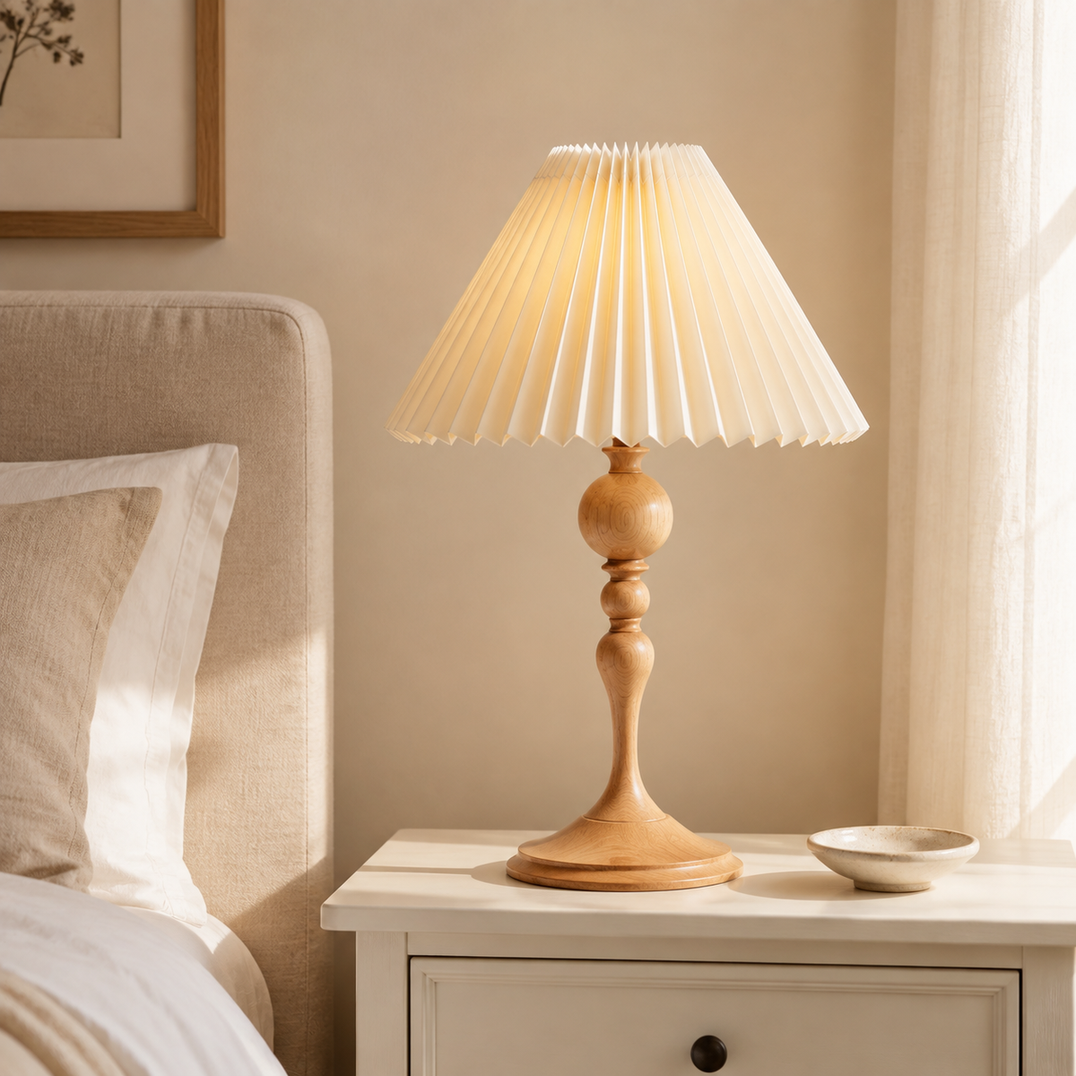 Faro - Spindle Wood Table Lamp