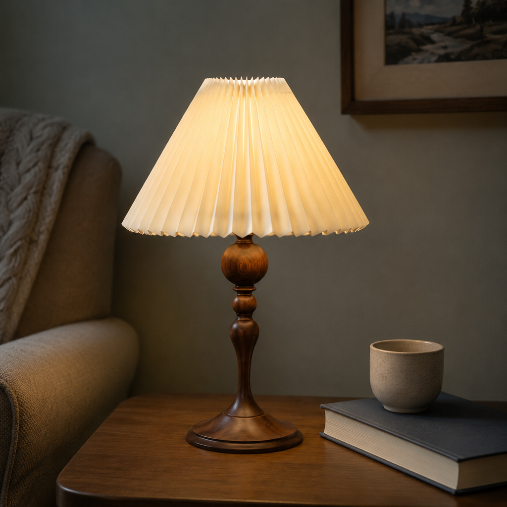Faro - Spindle Wood Table Lamp