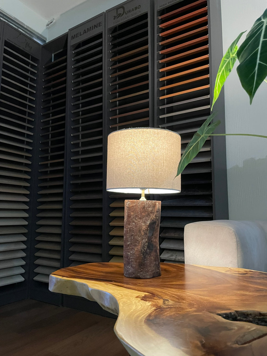 Monolith - Raw Edge Wood Table Lamp