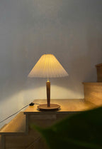 Reed - Pleated Shade Wood Table Lamp