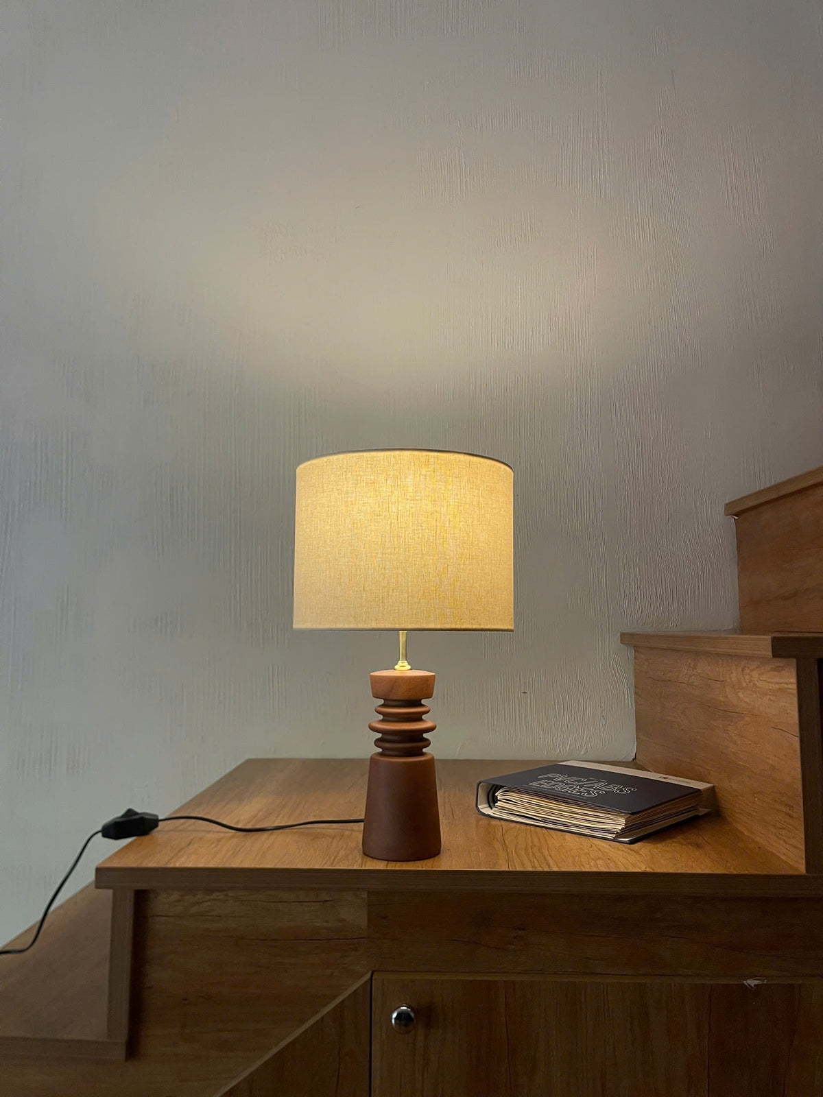 Ridge - Compact Ribbed Wood Table Lamp