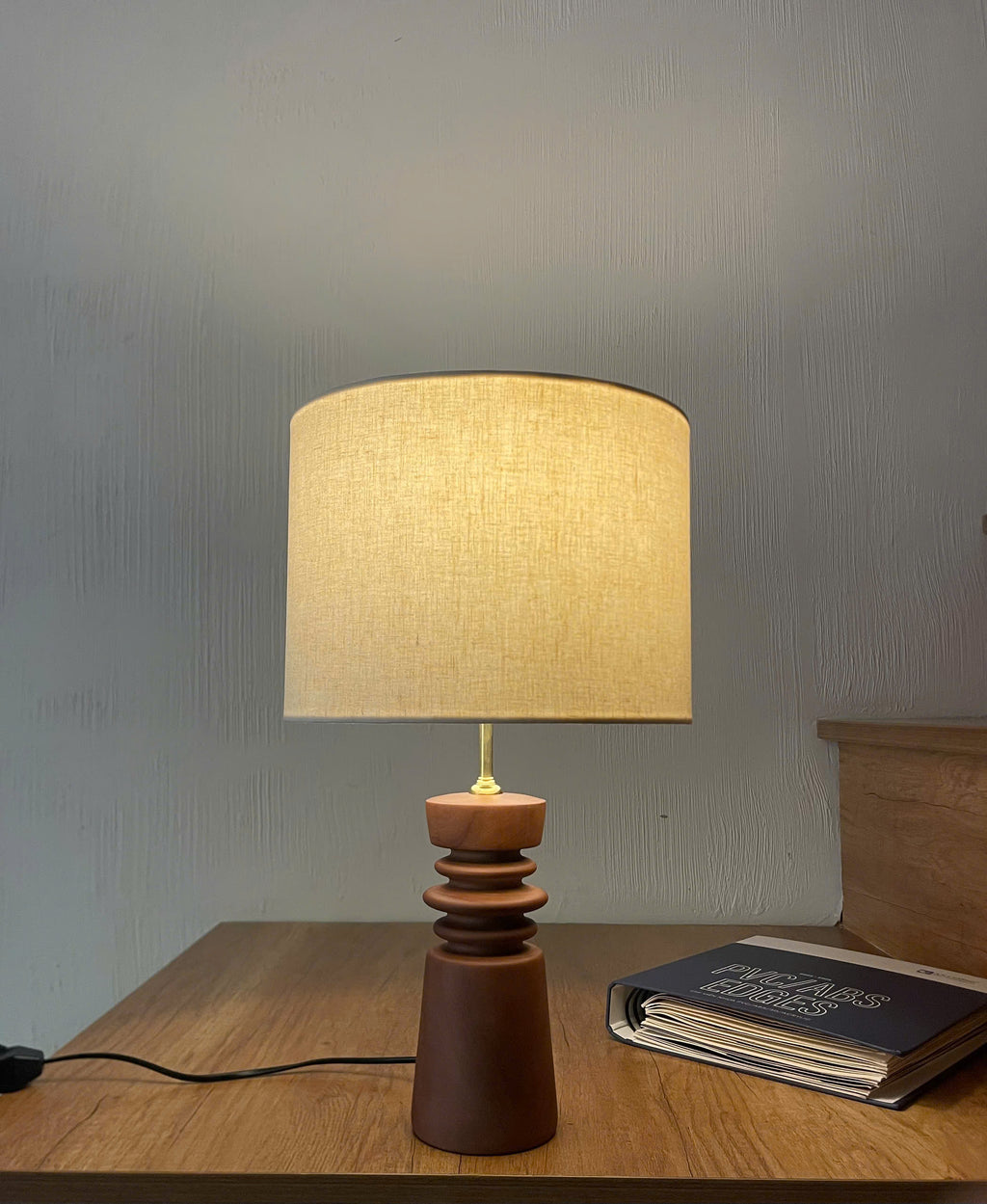 Ridge - Compact Ribbed Wood Table Lamp