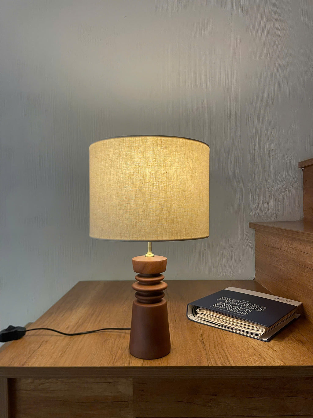 Ridge - Compact Ribbed Wood Table Lamp